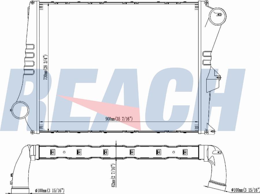 REACH 1.61.1253.2L - Intercooler, échangeur cwaw.fr