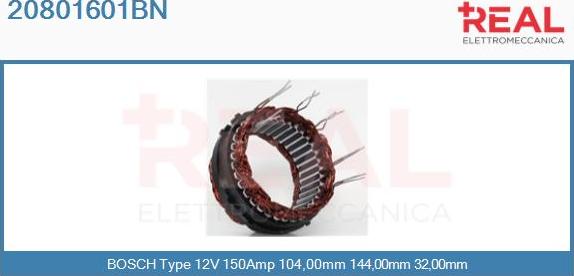 REAL 20801601BN - Stator, alternateur cwaw.fr