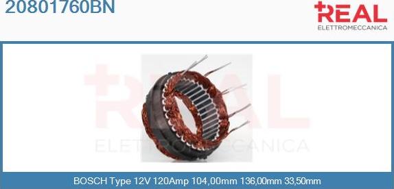 REAL 20801760BN - Stator, alternateur cwaw.fr