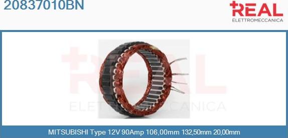 REAL 20837010BN - Stator, alternateur cwaw.fr