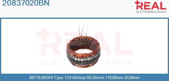 REAL 20837020BN - Stator, alternateur cwaw.fr