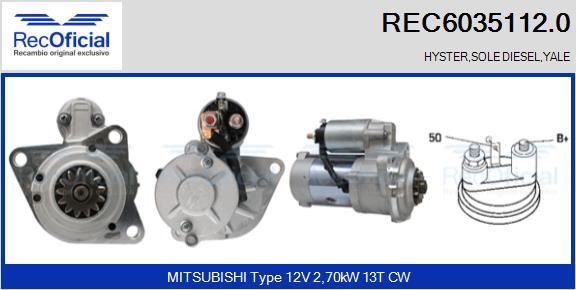 RECOFICIAL REC6035112.0 - Démarreur cwaw.fr