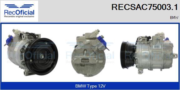 RECOFICIAL RECSAC75003.1 - Compresseur, climatisation cwaw.fr