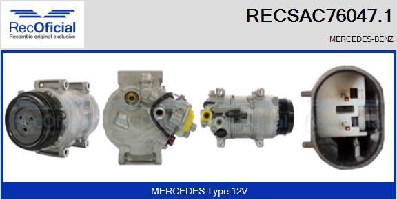 RECOFICIAL RECSAC76047.1 - Compresseur, climatisation cwaw.fr