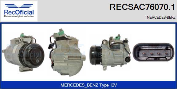 RECOFICIAL RECSAC76070.1 - Compresseur, climatisation cwaw.fr