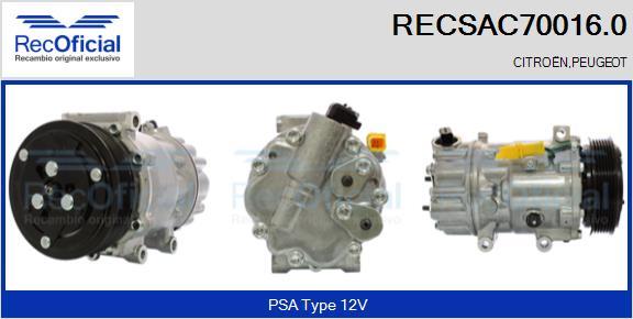 RECOFICIAL RECSAC70016.0 - Compresseur, climatisation cwaw.fr