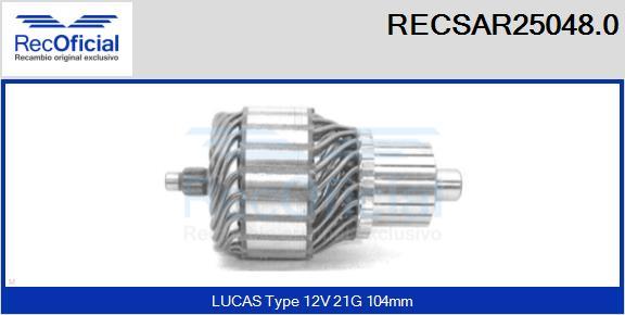 RECOFICIAL RECSAR25048.0 - Induit, démarreur cwaw.fr