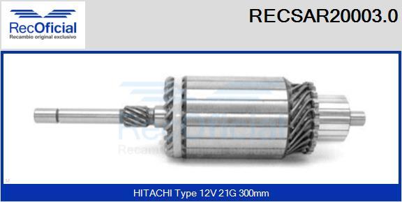 RECOFICIAL RECSAR20003.0 - Induit, démarreur cwaw.fr