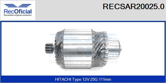 RECOFICIAL RECSAR20025.0 - Induit, démarreur cwaw.fr