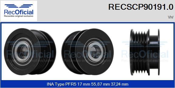 RECOFICIAL RECSCP90191.0 - Poulie, alternateur cwaw.fr