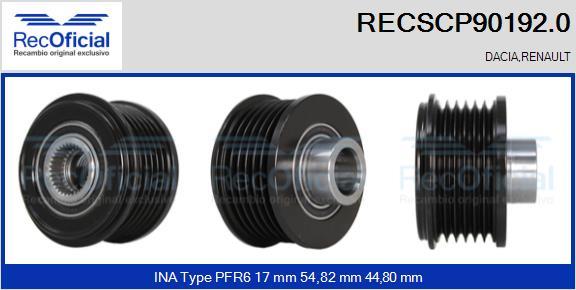 RECOFICIAL RECSCP90192.0 - Poulie, alternateur cwaw.fr