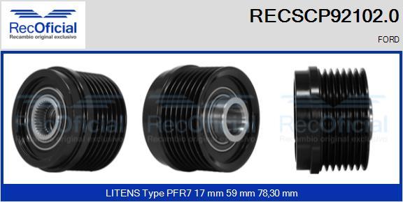 RECOFICIAL RECSCP92102.0 - Poulie, alternateur cwaw.fr