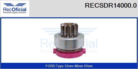 RECOFICIAL RECSDR14000.0 - Pignon, démarreur cwaw.fr