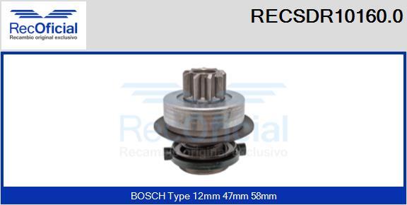 RECOFICIAL RECSDR10160.0 - Pignon, démarreur cwaw.fr