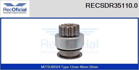 RECOFICIAL RECSDR35110.0 - Pignon, démarreur cwaw.fr