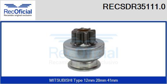 RECOFICIAL RECSDR35111.0 - Pignon, démarreur cwaw.fr