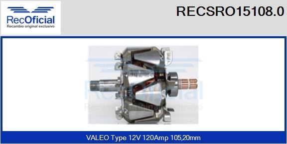 RECOFICIAL RECSRO15108.0 - Rotor, alternateur cwaw.fr