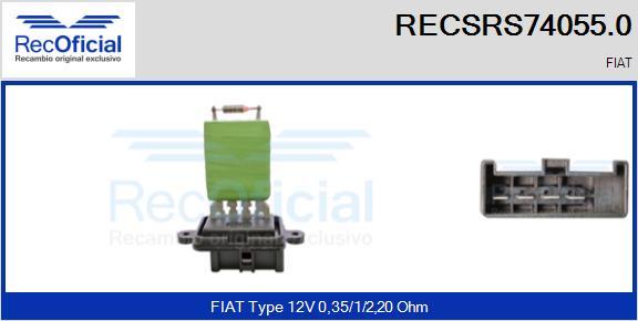 RECOFICIAL RECSRS74055.0 - Résistance, pulseur d'air habitacle cwaw.fr