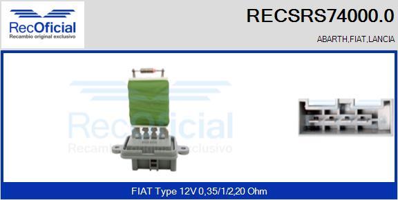 RECOFICIAL RECSRS74000.0 - Résistance, pulseur d'air habitacle cwaw.fr