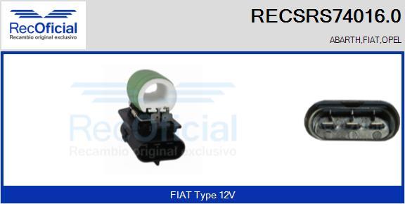 RECOFICIAL RECSRS74016.0 - Résistance de série, moteur électrique-ventilateur du radiat cwaw.fr