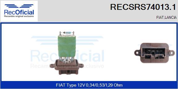 RECOFICIAL RECSRS74013.1 - Résistance, pulseur d'air habitacle cwaw.fr