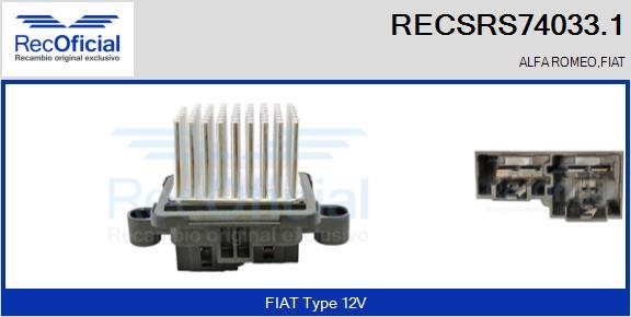 RECOFICIAL RECSRS74033.1 - Résistance, pulseur d'air habitacle cwaw.fr