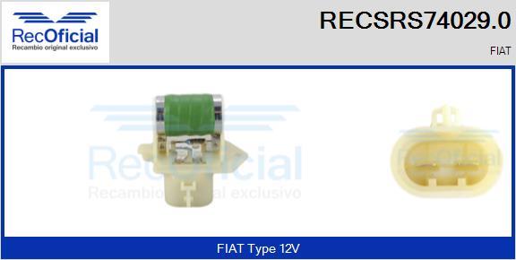 RECOFICIAL RECSRS74029.0 - Résistance de série, moteur électrique-ventilateur du radiat cwaw.fr