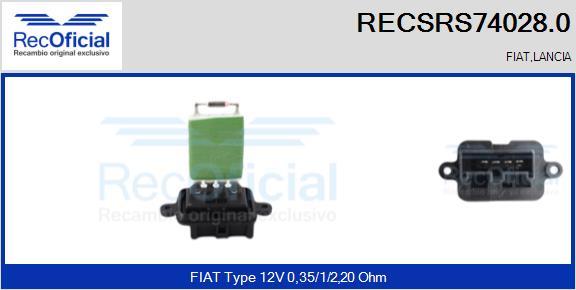 RECOFICIAL RECSRS74028.0 - Résistance, pulseur d'air habitacle cwaw.fr