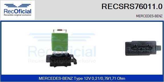 RECOFICIAL RECSRS76011.0 - Résistance, pulseur d'air habitacle cwaw.fr