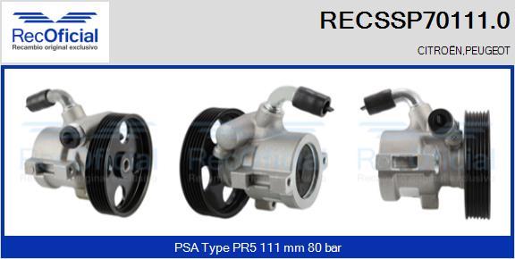 RECOFICIAL RECSSP70111.0 - Pompe hydraulique, direction cwaw.fr