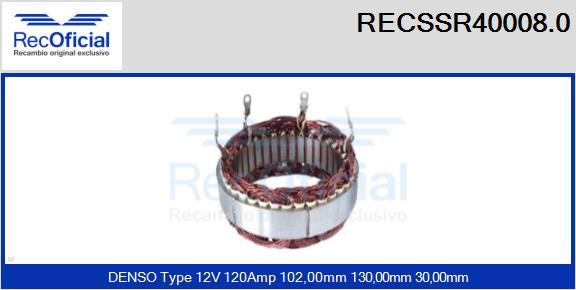 RECOFICIAL RECSSR40008.0 - Stator, alternateur cwaw.fr