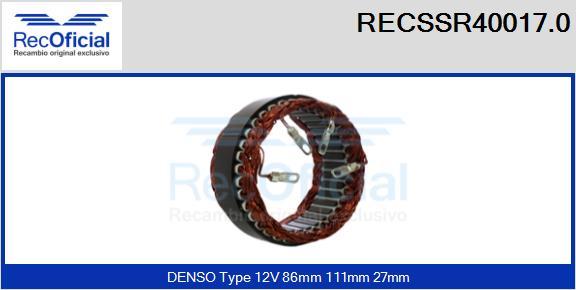 RECOFICIAL RECSSR40017.0 - Stator, alternateur cwaw.fr