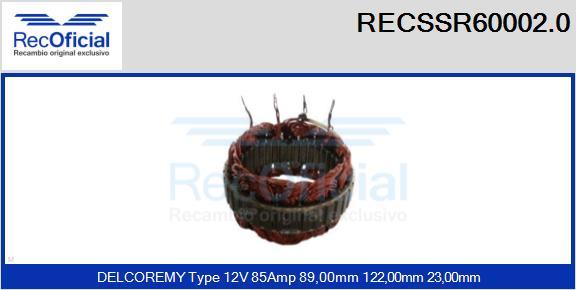 RECOFICIAL RECSSR60002.0 - Stator, alternateur cwaw.fr