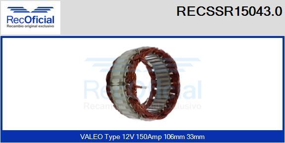 RECOFICIAL RECSSR15043.0 - Stator, alternateur cwaw.fr