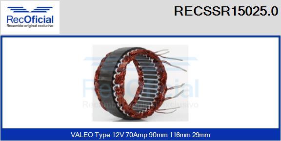 RECOFICIAL RECSSR15025.0 - Stator, alternateur cwaw.fr