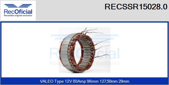 RECOFICIAL RECSSR15028.0 - Stator, alternateur cwaw.fr