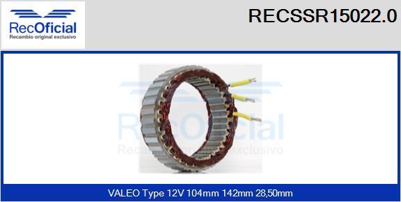 RECOFICIAL RECSSR15022.0 - Stator, alternateur cwaw.fr