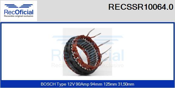 RECOFICIAL RECSSR10064.0 - Stator, alternateur cwaw.fr