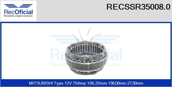 RECOFICIAL RECSSR35008.0 - Stator, alternateur cwaw.fr