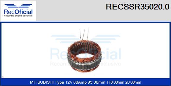 RECOFICIAL RECSSR35020.0 - Stator, alternateur cwaw.fr