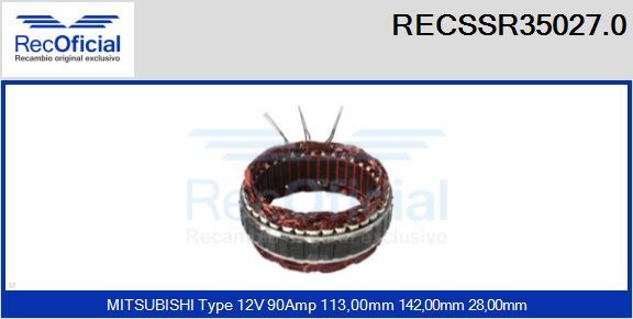 RECOFICIAL RECSSR35027.0 - Stator, alternateur cwaw.fr