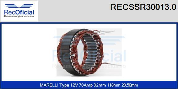 RECOFICIAL RECSSR30013.0 - Stator, alternateur cwaw.fr