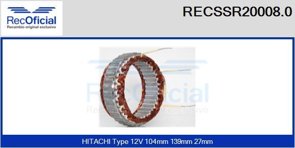 RECOFICIAL RECSSR20008.0 - Stator, alternateur cwaw.fr