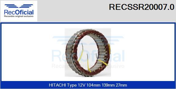 RECOFICIAL RECSSR20007.0 - Stator, alternateur cwaw.fr