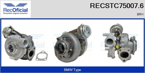 RECOFICIAL RECSTC75007.6 - Turbocompresseur, suralimentation cwaw.fr