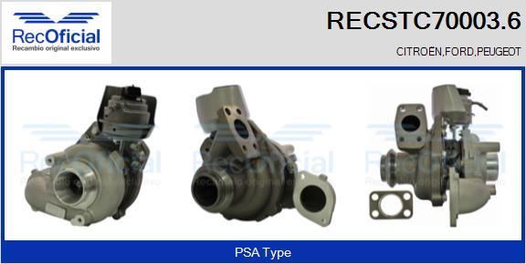 RECOFICIAL RECSTC70003.6 - Turbocompresseur, suralimentation cwaw.fr