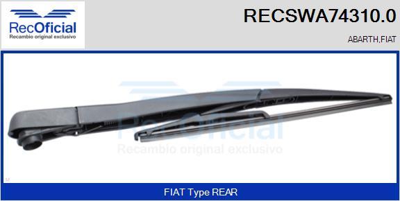 RECOFICIAL RECSWA74310.0 - Bras d'essuie-glace, nettoyage des vitres cwaw.fr