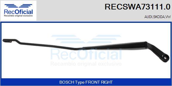 RECOFICIAL RECSWA73111.0 - Bras d'essuie-glace, nettoyage des vitres cwaw.fr