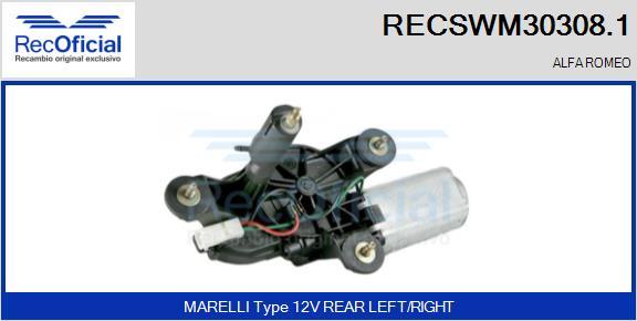 RECOFICIAL RECSWM30308.1 - Moteur d'essuie-glace cwaw.fr