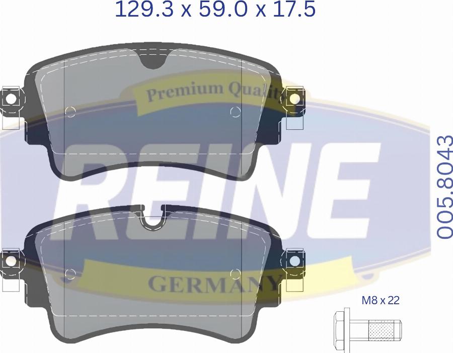 REINE GERMANY .005.8043 - Kit de plaquettes de frein, frein à disque cwaw.fr